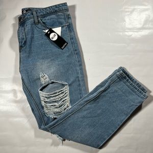 Blue BooHoo Jeans Size 10 Distressed